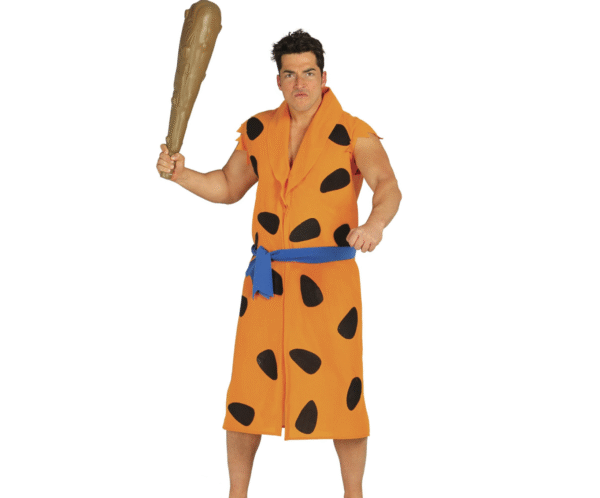 Prêt à chasser le mammouth ou à faire du feu avec des pierres ? Notre Déguisement Homme des Cavernes est l'ensemble parfait pour une transformation réussie ! Ce costume vous transportera directement à l'âge de pierre avec ses éléments caractéristiques : Une tunique orange à taches noires, coupée de manière irrégulière pour un aspect sauvage et primitif. Une ceinture bleue pour compléter le look et apporter un contraste coloré.
