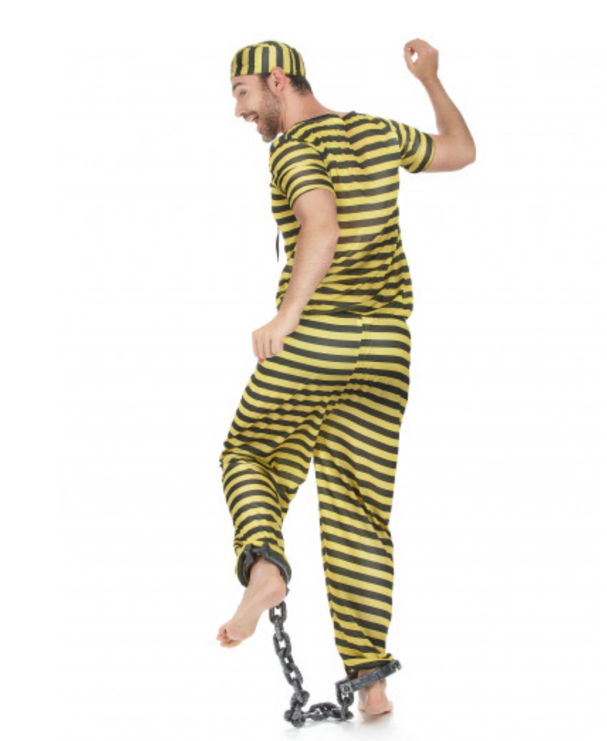 À la recherche d'un costume original et reconnaissable pour surprendre vos amis ? Notre déguisement de prisonnier jaune et noir pour homme se compose d'un haut, d'un pantalon et d'une coiffe, pour un look complet et authentique ! Le haut à rayures jaunes et noires possède un numéro d'immatriculation sur la poitrine, ajoutant une touche de réalisme et de détail qui fera la différence.