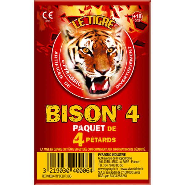 Créez une ambiance explosive avec notre Sachet de 4 Pétards Bison n°4 ! Un artifice de qualité, puissant et sécurisé pour toutes vos célébrations.