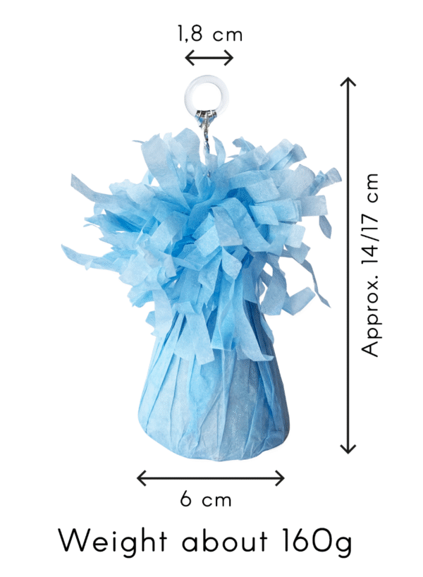 Ce poids à ballons bleu pastel est l'accessoire indispensable pour maintenir vos ballons gonflés à l'hélium en place. Son design délicat et sa couleur douce en font un élément décoratif à part entière, parfait pour une baby shower, un anniversaire de petit garçon, ou un mariage.