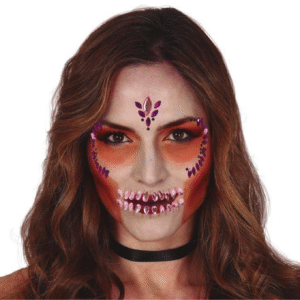 Pour un look d'Halloween original et glamour, ces bijoux de visage tête de mort sont l'accessoire idéal.