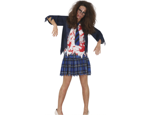 Pour un look d'Halloween qui fera frissonner d'effroi, ce déguisement d'écolière zombie est le choix parfait.