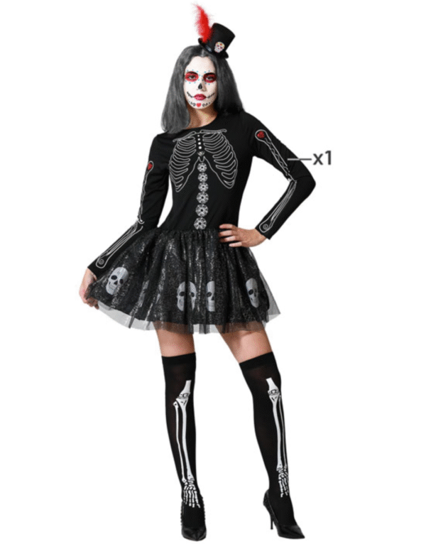 Pour un look d'Halloween qui combine élégance et frisson, optez pour cette robe squelette brillante.