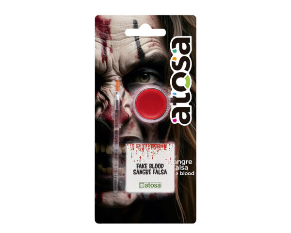Pour un maquillage d'Halloween digne d'un film, ce kit pinceau, éponge et faux sang est l'outil indispensable.