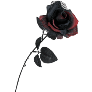 Pour une touche d'élégance sinistre, cette rose rouge et noire est l'accessoire qu'il vous faut.