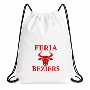 Sac à dos Feria de Béziers à cordons disponible en rouge ou en blanc. Léger et pratique pour la feria. Choix de la couleur uniquement en magasin, selon les stocks disponibles.