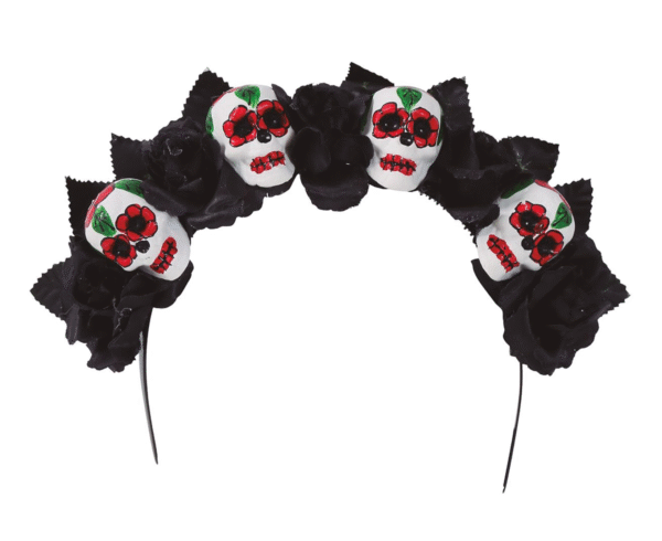 Pour un style gothique ou un look inspiré de la Fête des Morts, ce serre-tête têtes de mort est l'accessoire idéal.