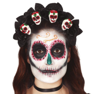 Pour un style gothique ou un look inspiré de la Fête des Morts, ce serre-tête têtes de mort est l'accessoire idéal.