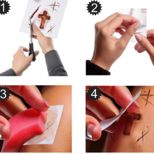 Pour un look d'Halloween qui fera frissonner d'effroi, ces tatouages adhésifs Blessures Possédées sont l'accessoire qu'il vous faut.