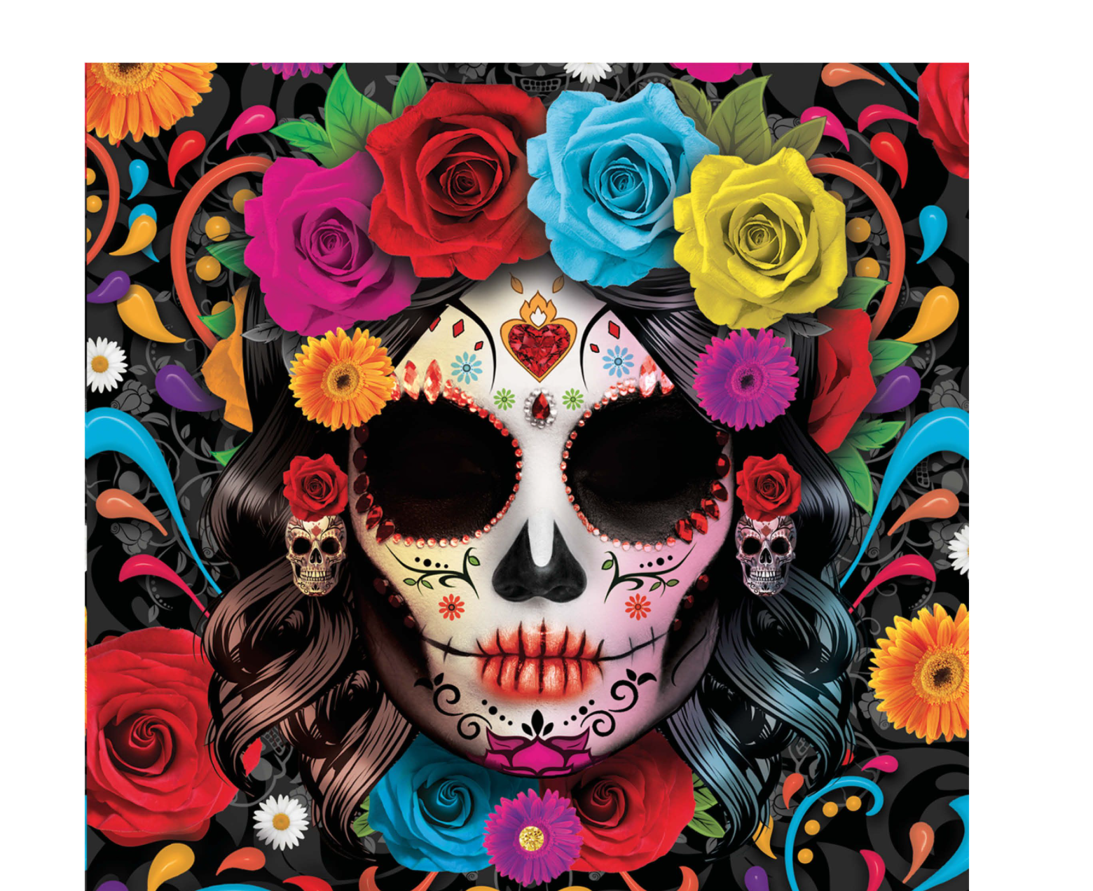 Contrairement aux décorations d'Halloween purement macabres, ces serviettes célèbrent la vie et le souvenir avec une explosion de couleurs, idéales pour un buffet vibrant.