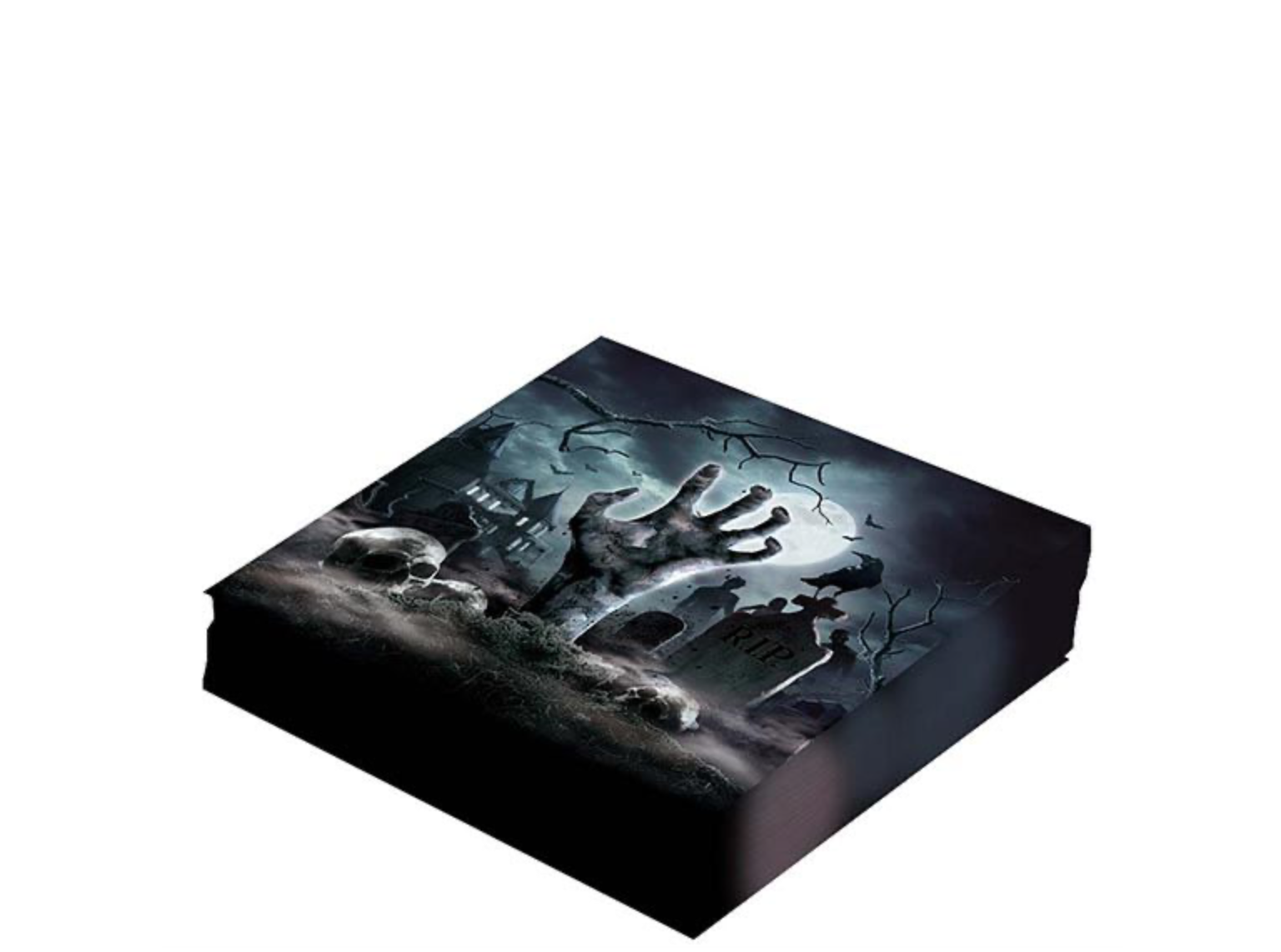 Ajoutez la touche finale à votre table d'outre-tombe ! Ces serviettes, avec leur image terrifiante, sont parfaites pour essuyer les doigts après avoir dégusté des friandises d'Halloween.