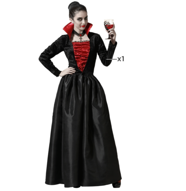 Déguisement de sorcière chic pour femme, comprenant une robe noire courte et bouffante avec des manches longues et transparentes en organza.