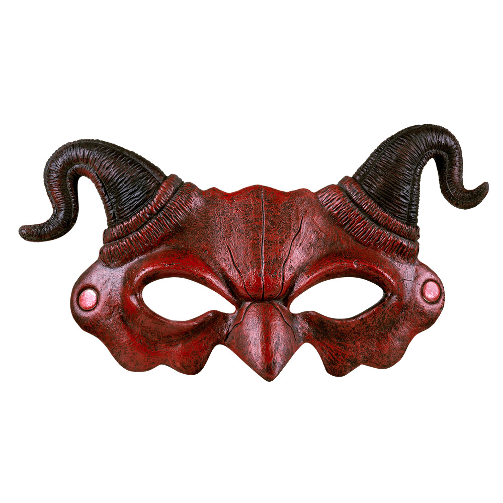 Ce masque de Démon est parfait pour ceux qui recherchent un déguisement simple mais très efficace pour Halloween. L'aspect texturé et fendu du matériau (ressemblant à du latex ou du plastique rigide) lui donne un réalisme saisissant, évoquant une divinité païenne ou un démon antique. Il se porte facilement grâce à un élastique ou des liens (implicite).