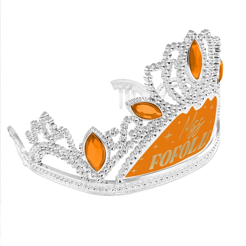 Mettez la reine des ambiances au centre de l'attention avec ce diadème "Miss Fofolle". Le diadème est confortable, léger, et ses strass orange assurent qu'il brillera de mille feux sous les projecteurs de la fête. C'est l'accessoire idéal pour immortaliser une soirée mémorable avec des photos pleines d'humour.