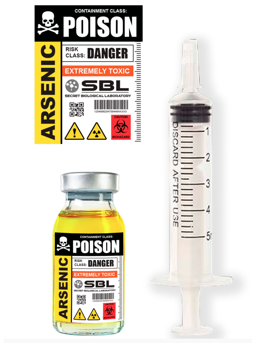 Cet accessoire est indispensable pour compléter un déguisement de médecin fou, de savant maléfique ou de zombie contaminé, ou simplement pour décorer un coin de table thématique.