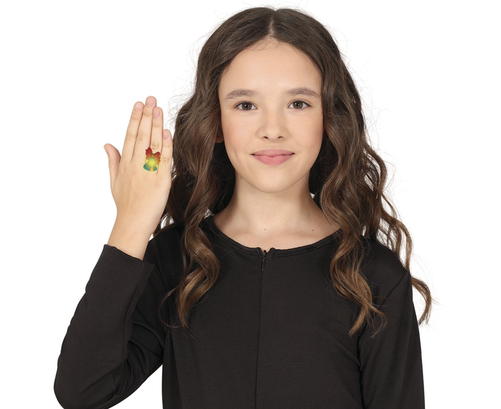 Boîte contenant un assortiment de figurines de Noël (Père Noël, Bonhomme de Neige, Rêne, Cloche) qui sont utilisées pour les bagues lumineuses pour enfants.