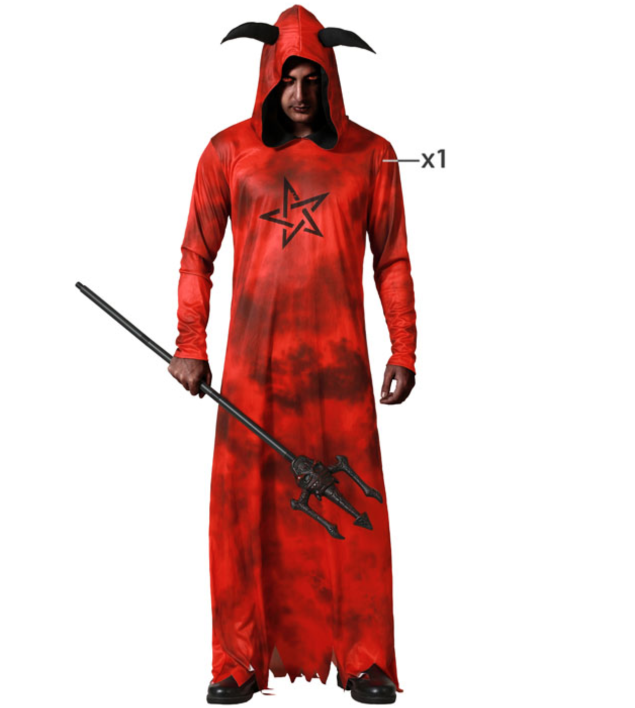 Ce Déguisement de Démon est un costume d'Halloween qui représente une figure diabolique ou maléfique. Il est conçu pour un homme adulte et offre un look sombre et théâtral.