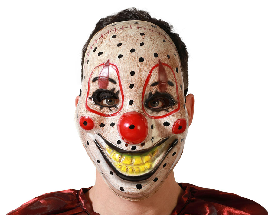 Ce Masque de Clown est un accessoire intégral conçu pour un déguisement d'Halloween ou de soirée d'horreur. Il combine des éléments de clown traditionnels avec une esthétique gore et dérangeante.