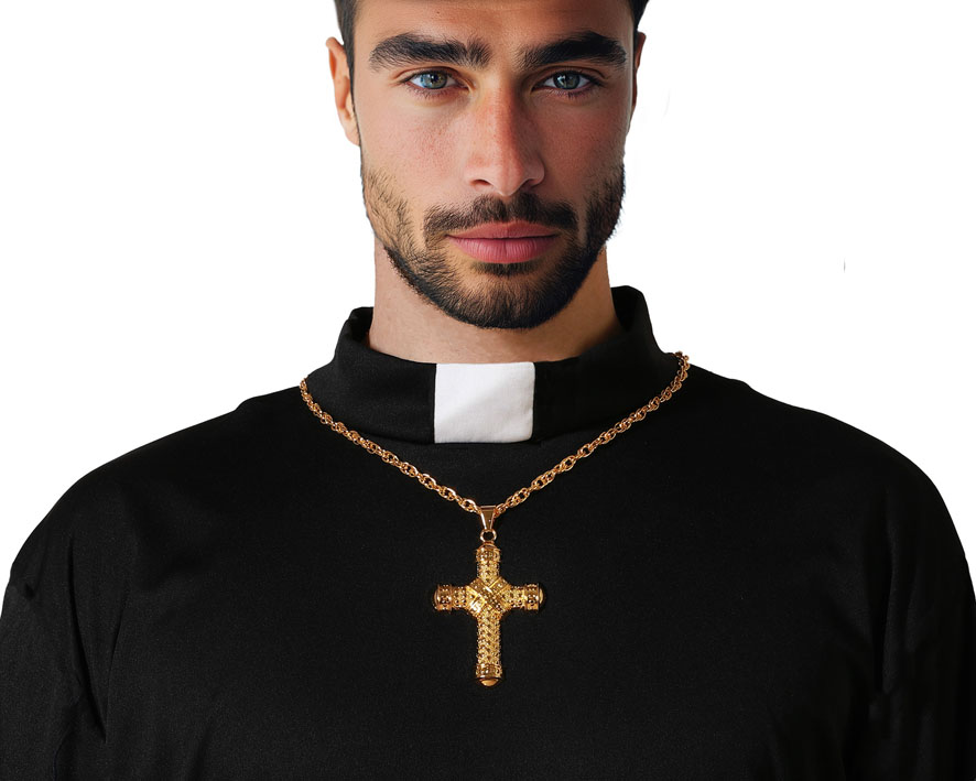 Collier avec Croix Or pour déguisement.