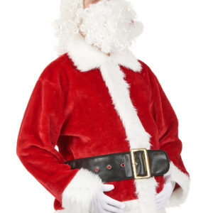 Accessoire de déguisement représentant un ventre gonflable de couleur chair avec un lien de fixation rose.