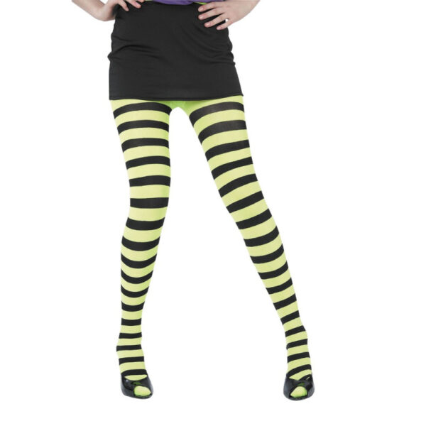 Complétez votre déguisement d'abeille ou de personnage fantastique avec le Collant rayé noir et jaune ! Un accessoire opaque et graphique pour un look bicolore percutant lors de vos soirées déguisées.