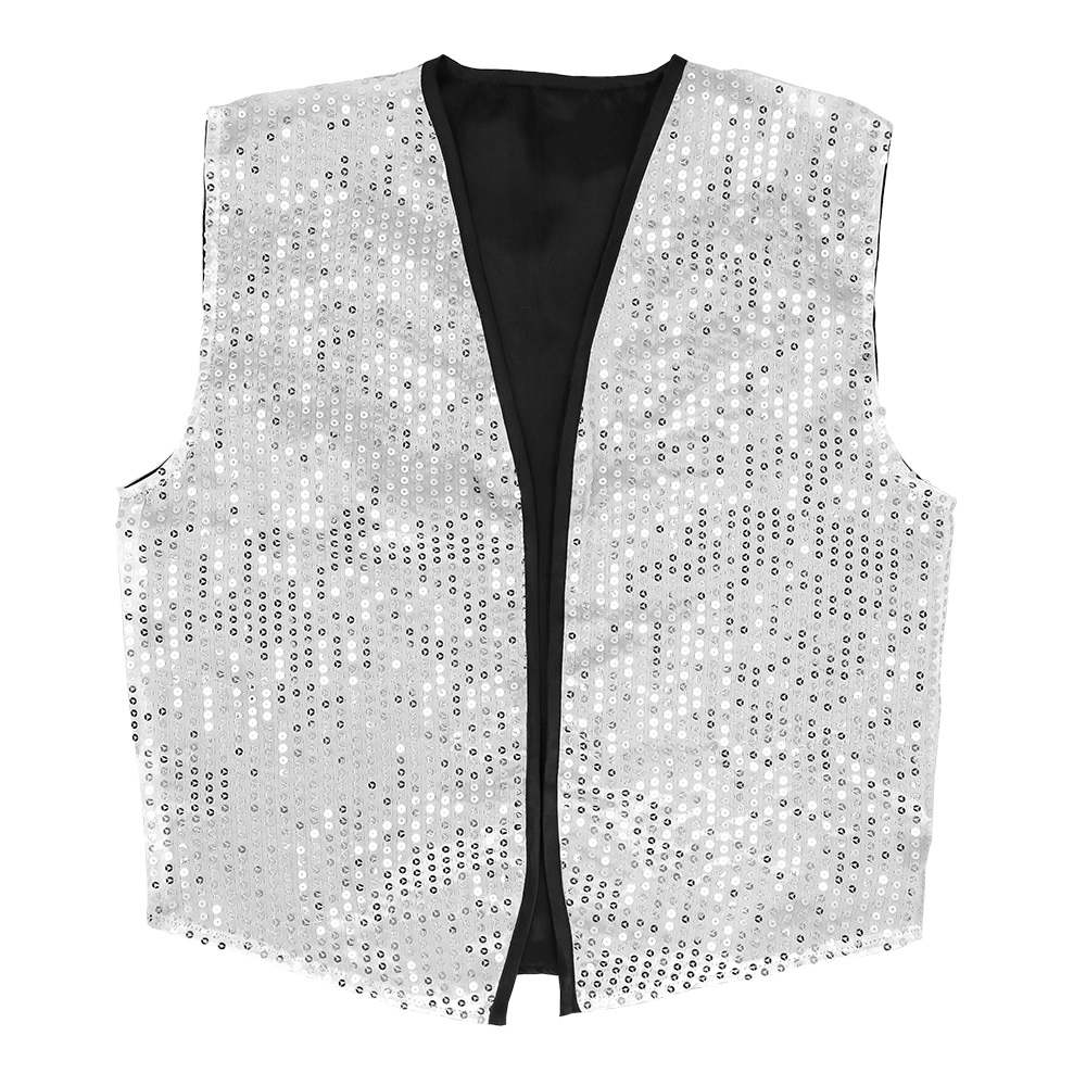 Mettez des paillettes dans votre vie avec le Gilet à sequin argent et son nœud papillon assorti. Un ensemble festif et scintillant indispensable pour vos soirées Disco et réveillons !