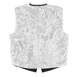Mettez des paillettes dans votre vie avec le Gilet à sequin argent et son nœud papillon assorti. Un ensemble festif et scintillant indispensable pour vos soirées Disco et réveillons !