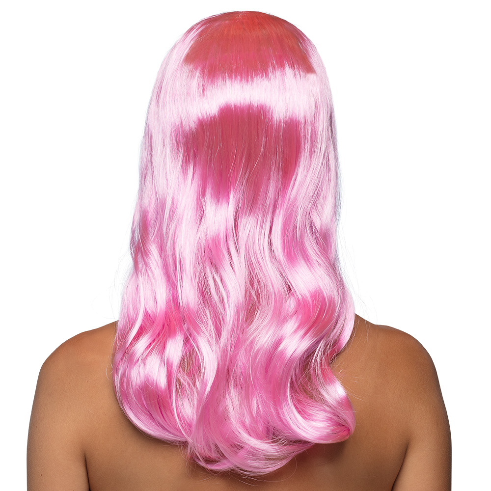 Sublimez votre déguisement avec la Perruque longue rose clair ! Chevelure soyeuse avec frange et ondulations, parfaite pour incarner une sirène ou un personnage féerique.