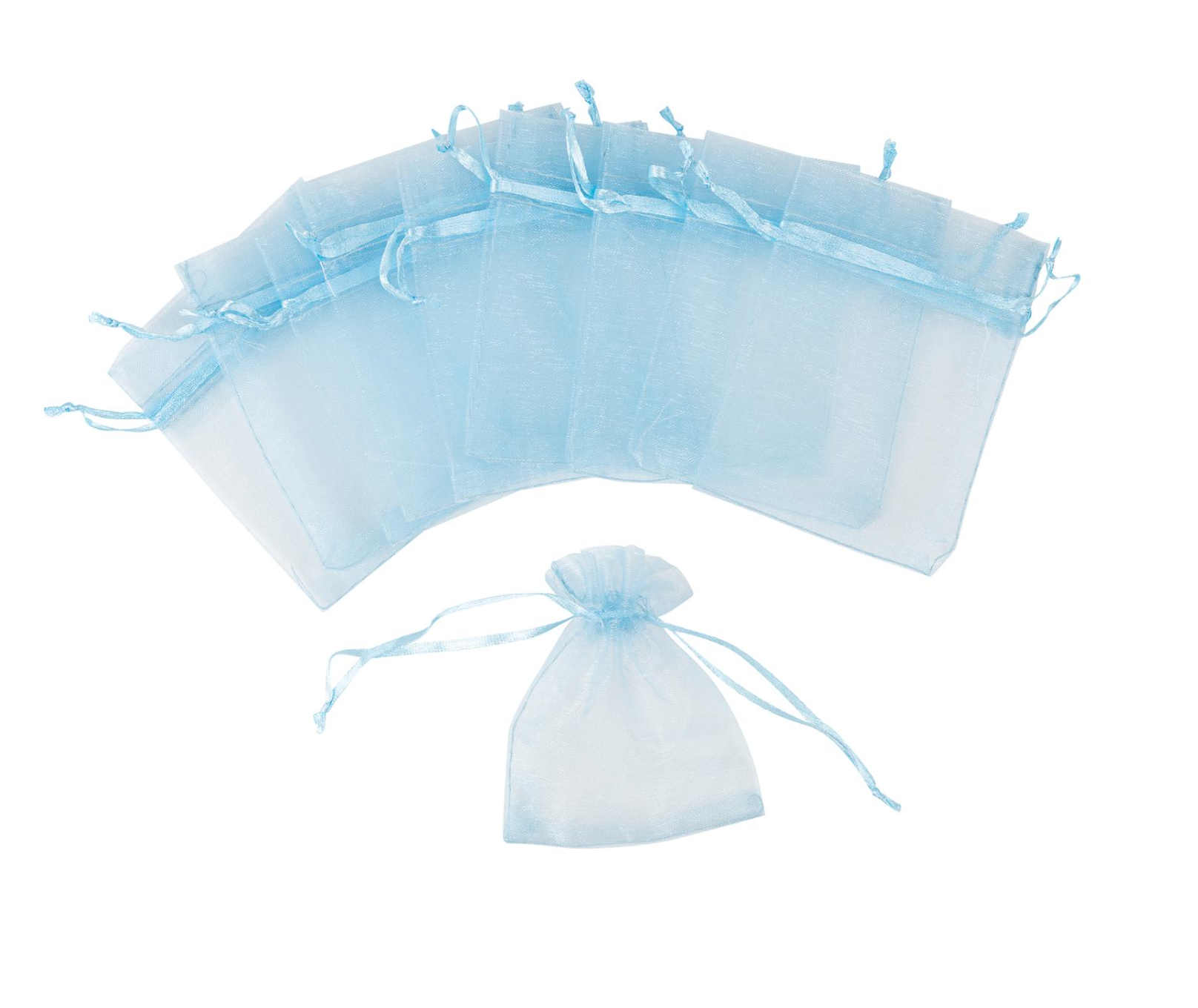Sublimatez vos cadeaux avec ce lot de 10 sachets en organza bleus. Fermeture par ruban satiné. Idéal pour dragées, bijoux et cadeaux d'invités lors de mariages ou fêtes.