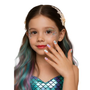 Plongez dans la magie avec les 12 Faux Ongles Enfant motifs Sirène ! Une manucure facile, sûre et colorée avec sirènes et hippocampes. Parfait pour les fêtes et déguisements.