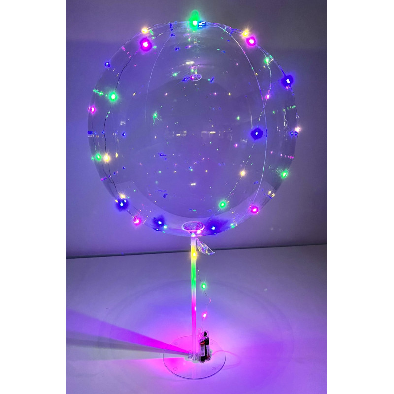 Illuminez vos tables avec le Ballon Bulle sur pied de 40-45 cm. Éclairage LED multicolore, stable et sans hélium. Parfait pour mariage et fête. (Piles 2xAA non incluses).