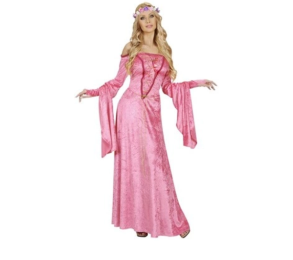 Incarnez la noblesse avec le Déguisement Robe du Moyen Âge ! Une robe en velours rose aux manches évasées et laçage doré. Parfait pour fêtes médiévales et carnavals.