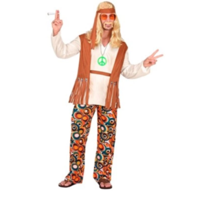 Voyagez dans le temps avec le Déguisement de Hippie ! Une tenue complète incluant tunique frangée, pantalon psychédélique et accessoires Peace & Love. Idéal pour soirées rétro et carnaval.