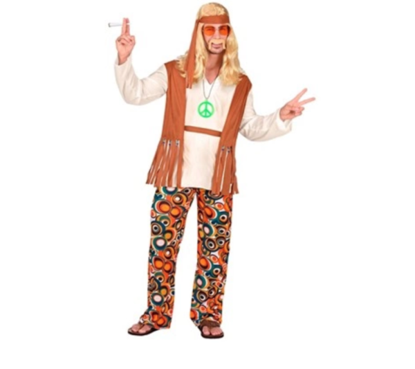 Voyagez dans le temps avec le Déguisement de Hippie ! Une tenue complète incluant tunique frangée, pantalon psychédélique et accessoires Peace & Love. Idéal pour soirées rétro et carnaval.