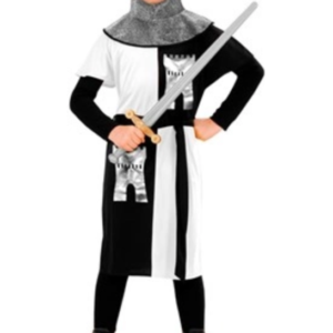 Devenez un héros avec le Déguisement de Guerrier Médiéval ! Comprend le manteau bicolore, la ceinture et la capuche cotte de mailles. Parfait pour le Carnaval et les fêtes médiévales.
