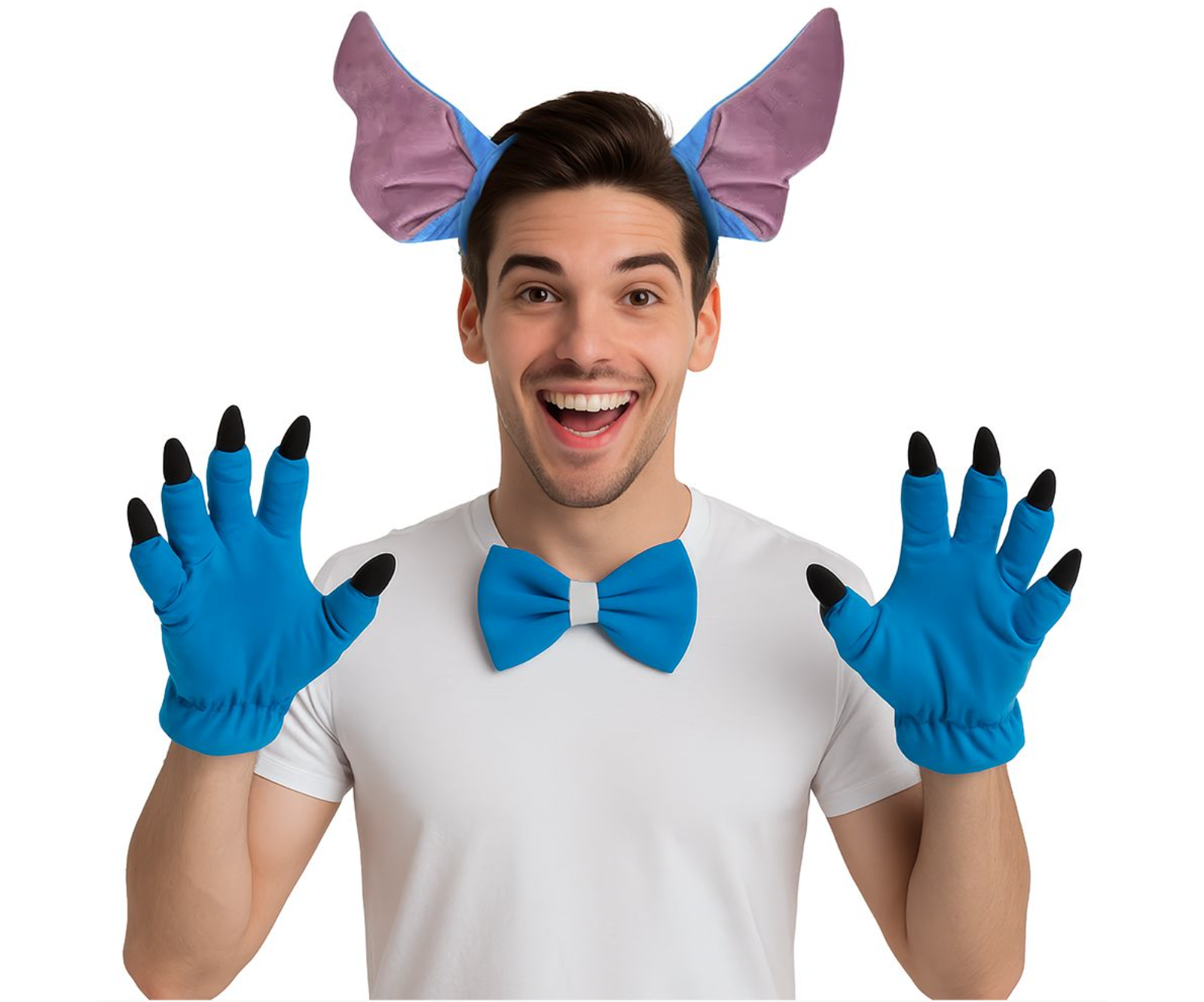 Transformez-vous en créature fantastique avec l'Ensemble Monstre Bleu ! Un kit de 3 accessoires (oreilles, nœud, griffes) idéal pour un déguisement express et rigolo.