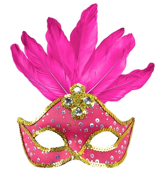 Illuminez votre Carnaval avec le Loup Brésilienne ! Orné de grandes plumes et de sequins dorés. Disponible en rose, vert et jaune pour un look festif et tropical.
