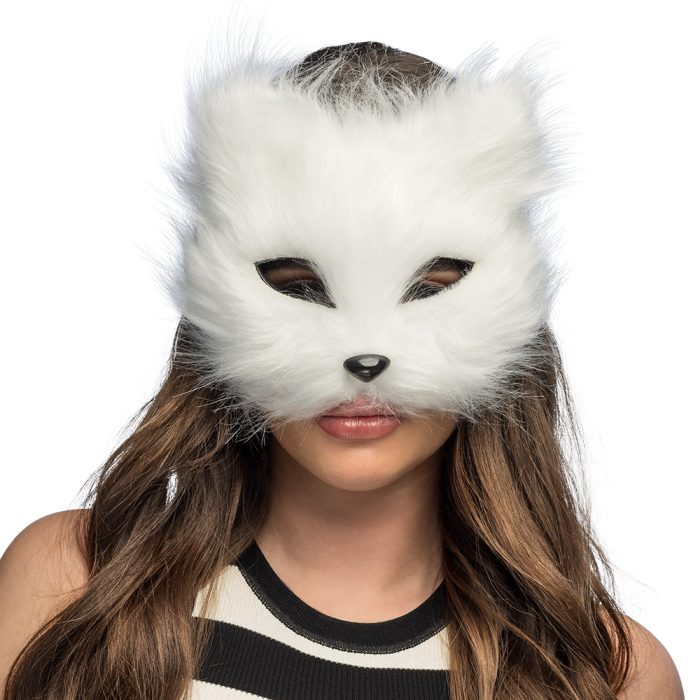 Adoptez un look félin irrésistible avec notre Masque de chat blanc en fourrure ! Un accessoire de déguisement doux et élégant, idéal pour les bals masqués et le carnaval.