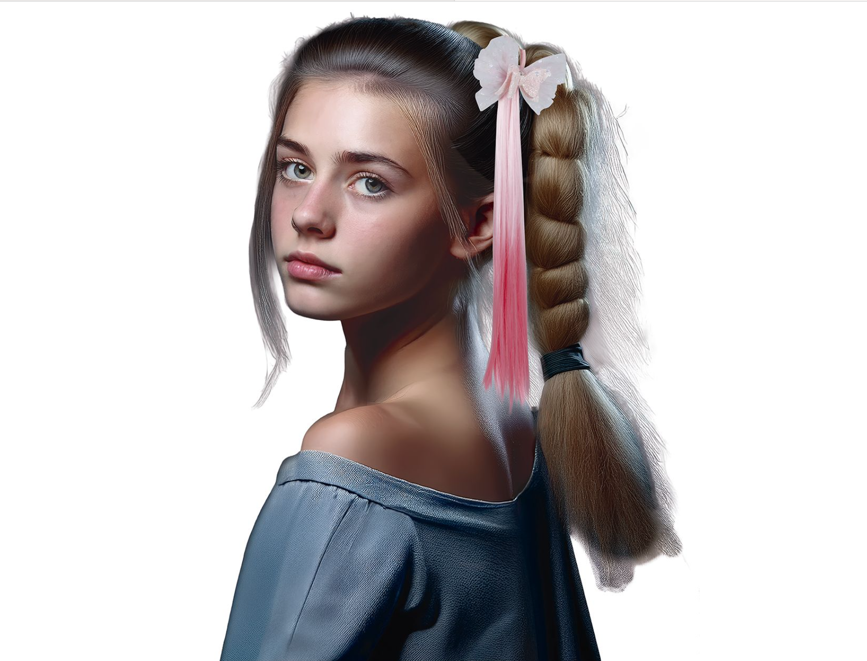 Adoptez un look féerique avec la Mèche Rose à Nœud ! Dégradé rose ombré, tulle pailleté et fixation facile par élastique. L'accessoire coiffure idéal pour briller.