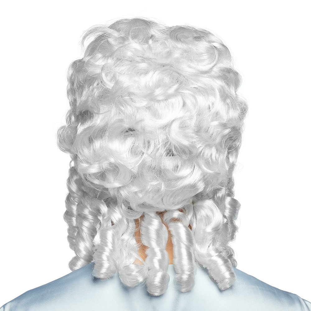 Incarnez une marquise avec notre Perruque Baroque femme ! Coiffure historique blanche à boucles, parfaite pour vos soirées à thème Versailles, bals masqués et carnavals.