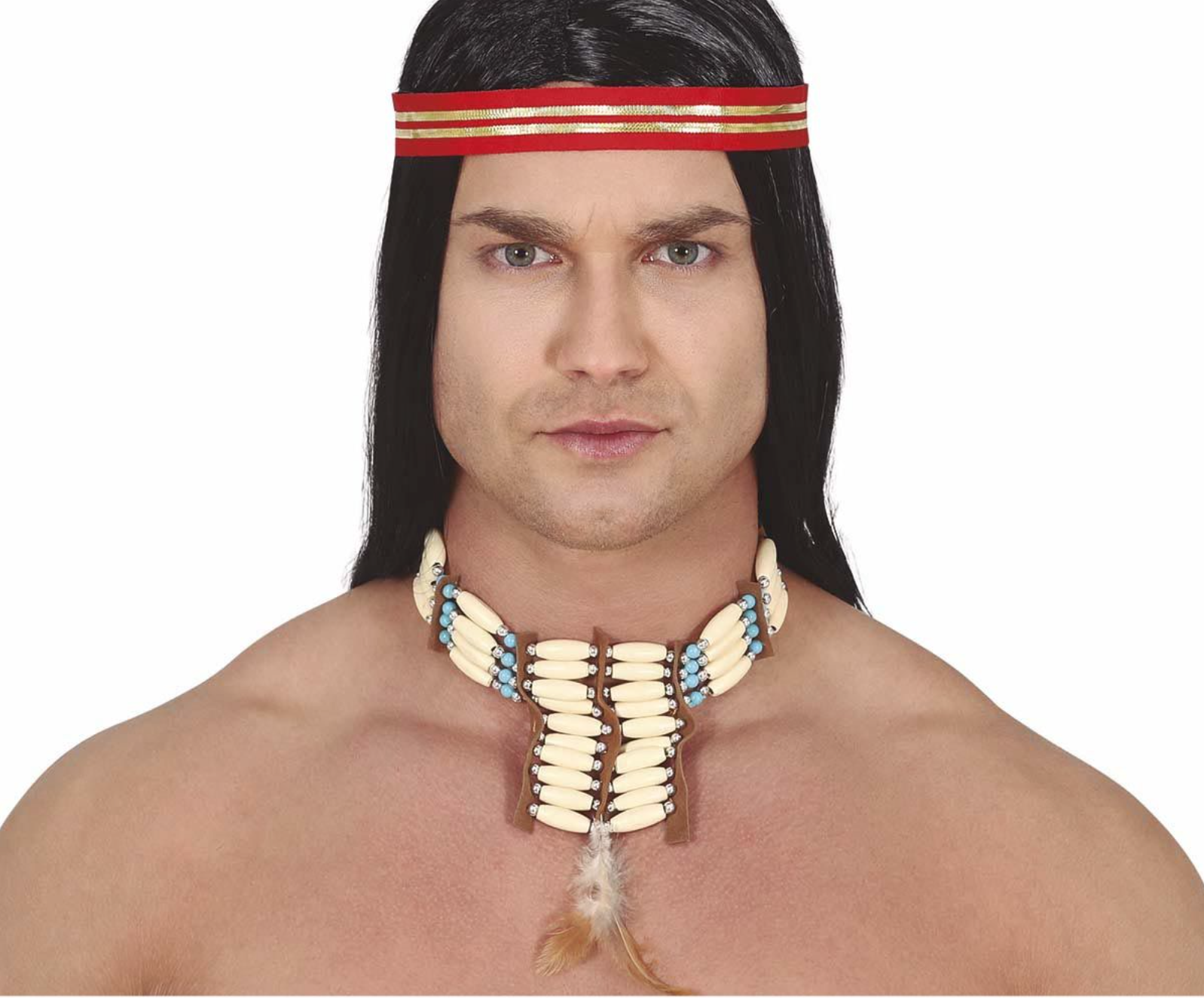 Affirmez votre style avec le Plastron Indien orné d'une plume naturelle ! Un accessoire de perles détaillé et ajustable, parfait pour un déguisement de chef amérindien réussi.