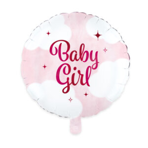Créez une décoration aérienne magique avec le ballon aluminium "Baby Girl". Design rose tendre avec nuages et étoiles, parfait pour une Baby Shower ou une naissance. Gonflable à l'hélium ou à l'air.