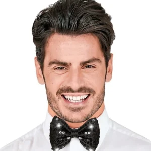 Faites sensation avec le Nœud Papillon Noir à LED ! Un accessoire à sequins noirs avec 4 LED lumineuses pour illuminer vos soirées de gala, mariages et fêtes.