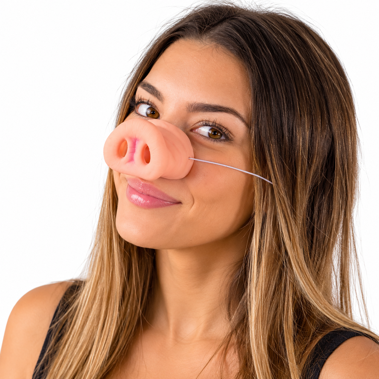 Nez de cochon rose avec élastique, accessoire fantaisie idéal pour carnaval, soirée déguisée, photobooth et costume humoristique.