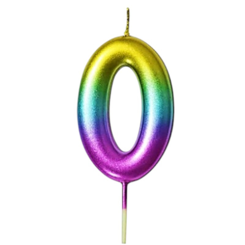 Bougie chiffre Rainbow métallisée multicolore pour gâteau d’anniversaire, idéale pour composer tous les âges et apporter une touche festive et brillante.