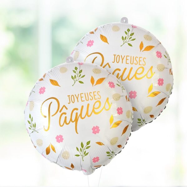 Illuminez votre décoration de Pâques avec notre ballon en aluminium "Joyeuses Pâques" ! Un design floral et doré élégant, parfait pour une fête printanière réussie.