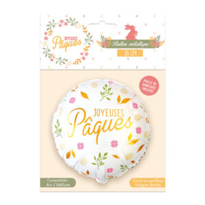 Illuminez votre décoration de Pâques avec notre ballon en aluminium "Joyeuses Pâques" ! Un design floral et doré élégant, parfait pour une fête printanière réussie.