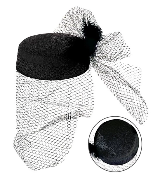Complétez votre déguisement gothique avec notre Chapeau de Veuve Noir. Un bibi élégant avec voilette et plumes, idéal pour Halloween et les soirées à thème mystérieuses.