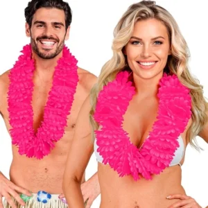 Évadez-vous sous les tropiques avec notre Collier Hawaïen Rose ! Un accessoire de fleurs fuchsia indispensable pour vos soirées Beach Party, anniversaires et carnavals.