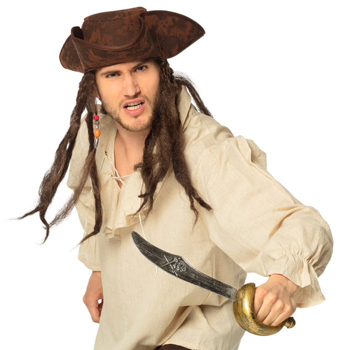 Préparez-vous à l'abordage avec notre Épée de Pirate de 37 cm ! Un sabre réaliste avec lame gravée et garde dorée, idéal pour les déguisements et anniversaires à thème pirate.
